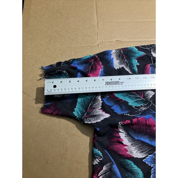 Cherry Hill Black Floral M Shirt, Short Sleeve Fall Fringe Top, Leaves Pattern - Picture 8 of 14